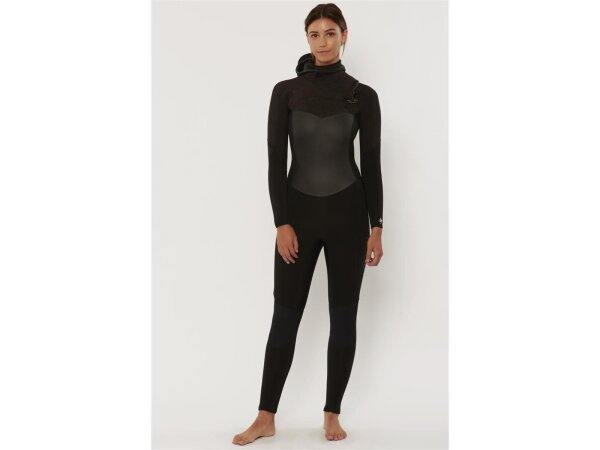SISSTR Evolution 7 SEAS 5.4mm Eco Wetsuit Chest Zip neoprene hooded for woman Fullsuit black size 6